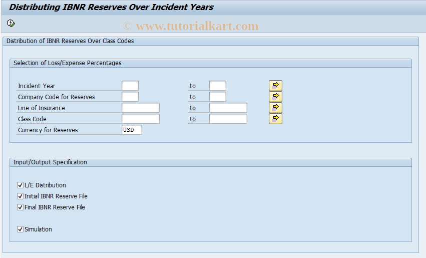 SAP TCode ICLIBNRCLASS - Calculation of Suppl. Reserves