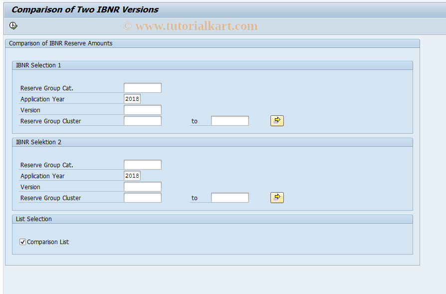 SAP TCode ICLIBNRCOMP - Comparison of Two IBNR Versions