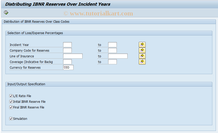 SAP TCode ICLIBNRLE - Calculation of Suppl. Reserves