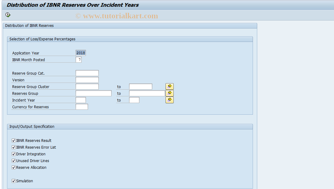 SAP TCode ICLIBNRPROCESS - IBNR Determination of Reserves