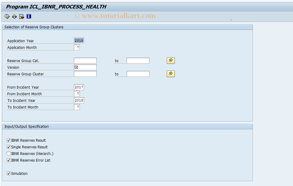 SAP TCode ICLIBNRPROCESSHEALTH - IBNR Determination of Reserves