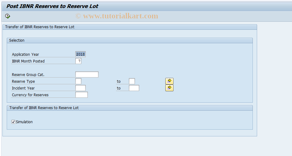 SAP TCode ICLIBNRRESLOT - IBNR Determination of Reserves