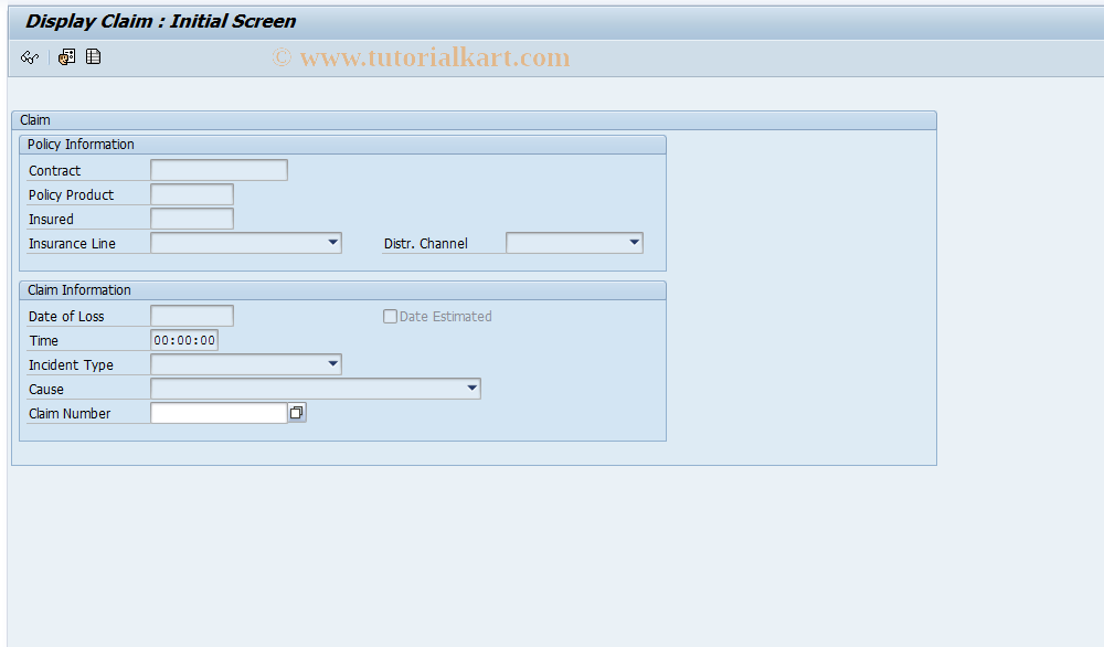 SAP TCode ICLNOT01 - Create Claim (Notification Mode)