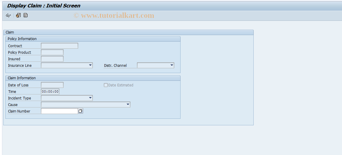 SAP TCode ICLNOT03 - Display Claim (Notification Mode)