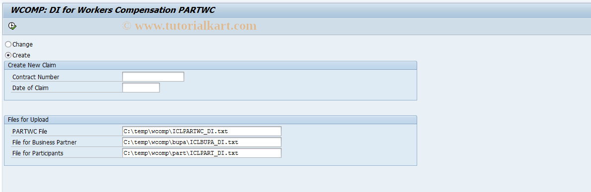 SAP TCode ICLPARTWCDI - DI for WCOMP Partner