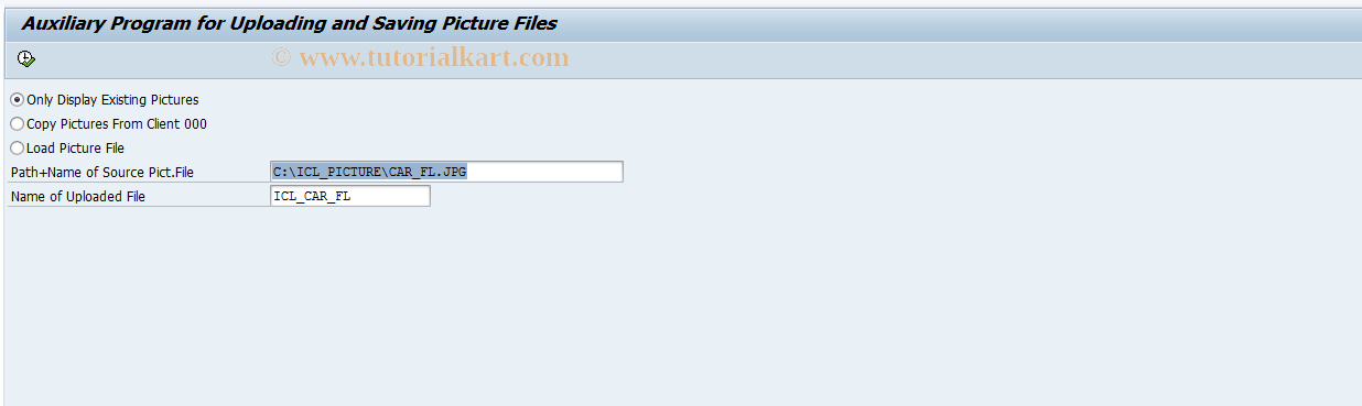 SAP TCode ICLPICUPLOAD - Upload and Save Picture Files