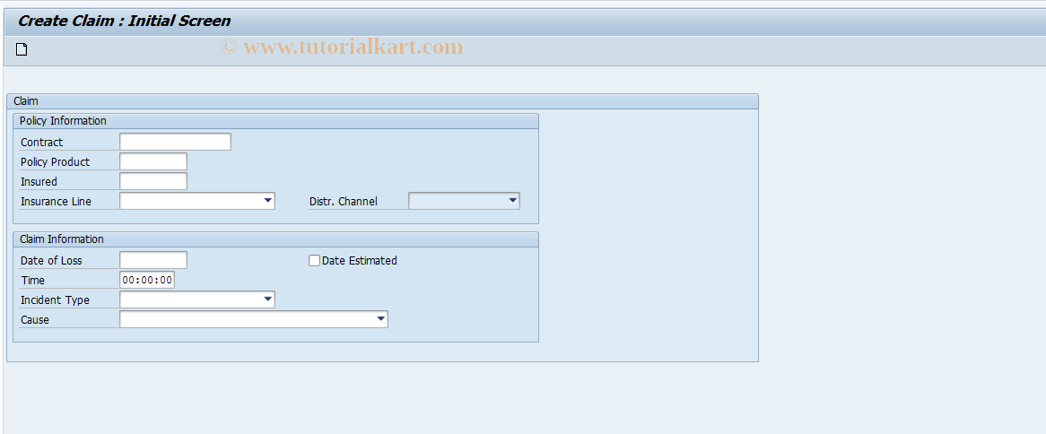 SAP TCode ICLQCL01 - Create Quick Claim