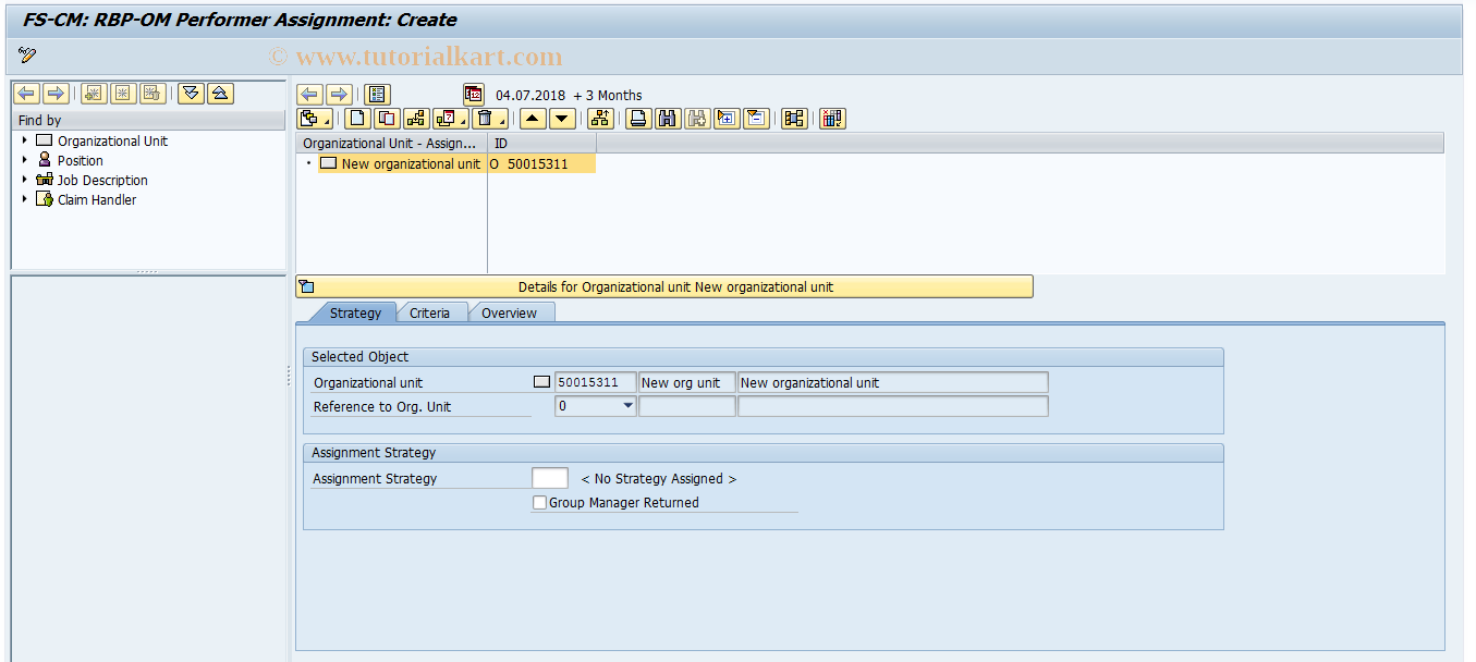 SAP TCode ICLRBPOM01 - Create RBP-OM Assignment Data