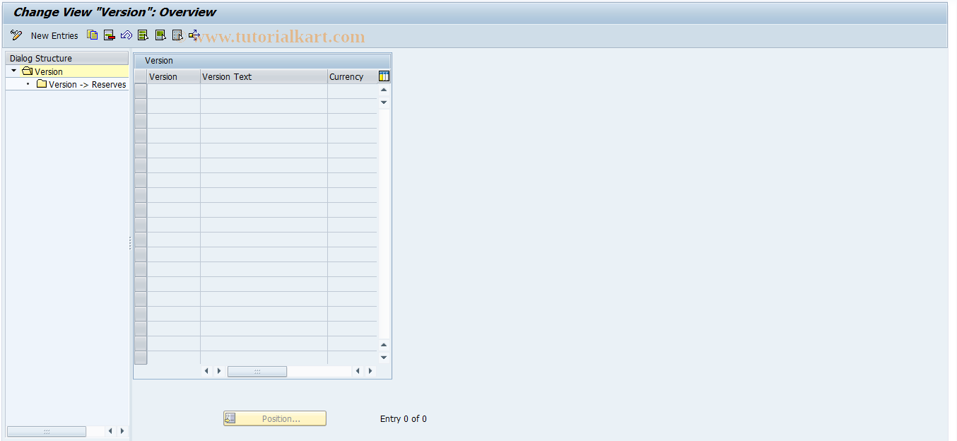 SAP TCode ICLSUP800 - ResGroup -> Version