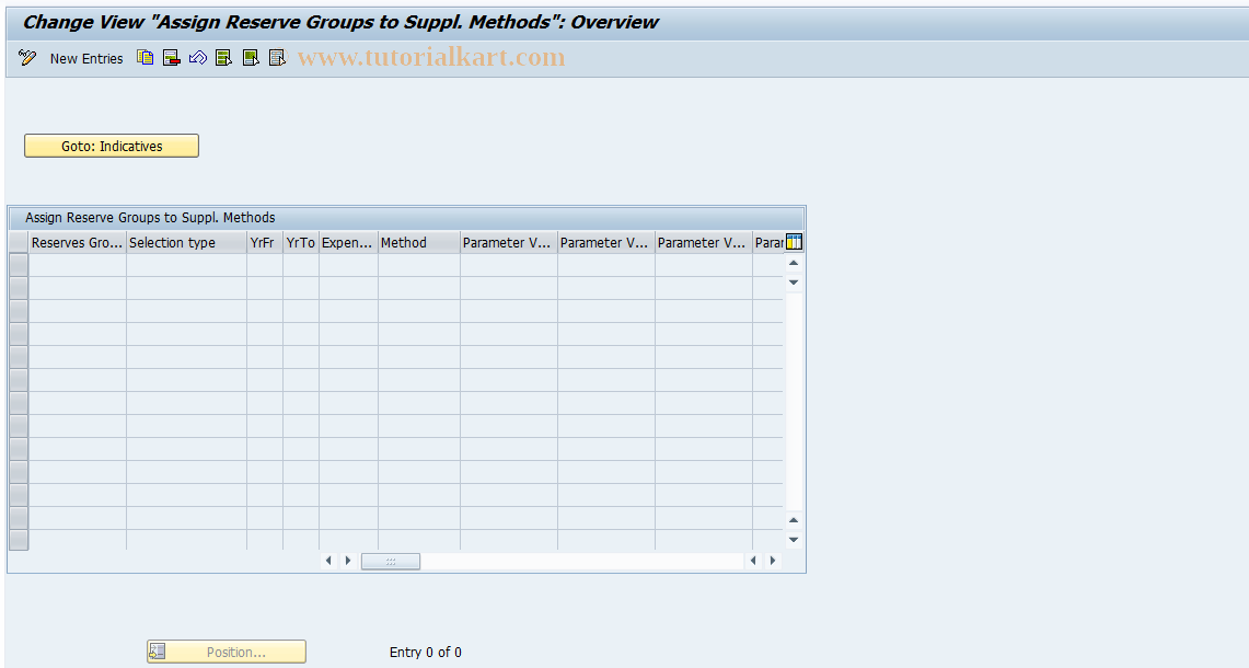 SAP TCode ICLSUP802 - Reserve Group / Method