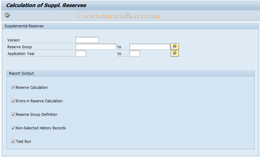 SAP TCode ICLSUP804 - Calculation of Suppl. Reserves