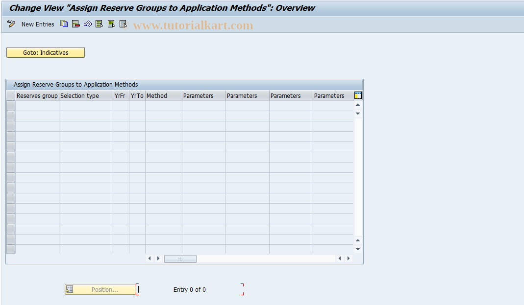 SAP TCode ICLSUP806 - Reserve Group -> Application Method