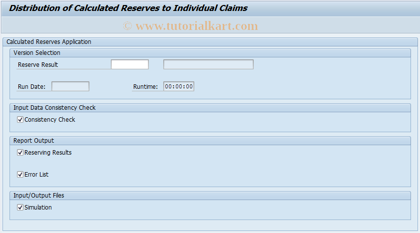 SAP TCode ICLSUP807 - Application Suppl. Reserves