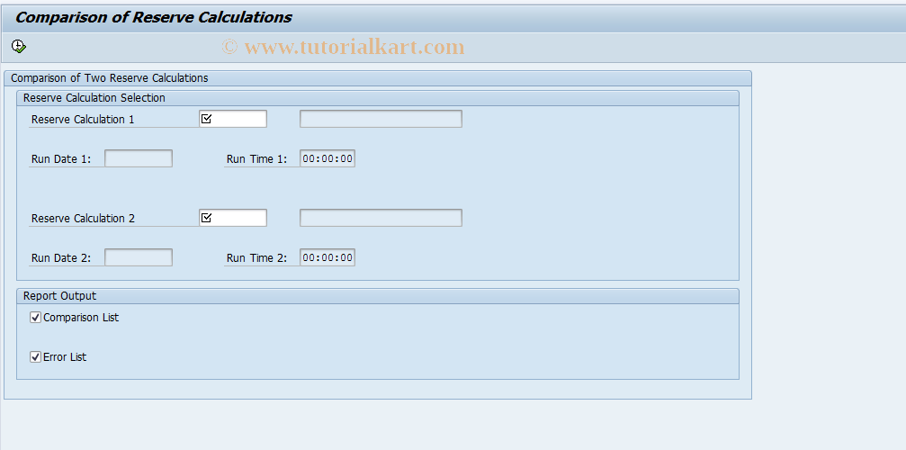 SAP TCode ICLSUP808 - Comparison of Two Res. Calculations