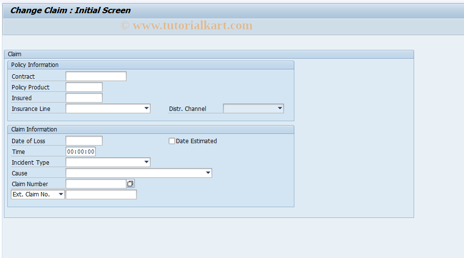 SAP TCode ICLWWW02 - Display Claim (WWW Mode)