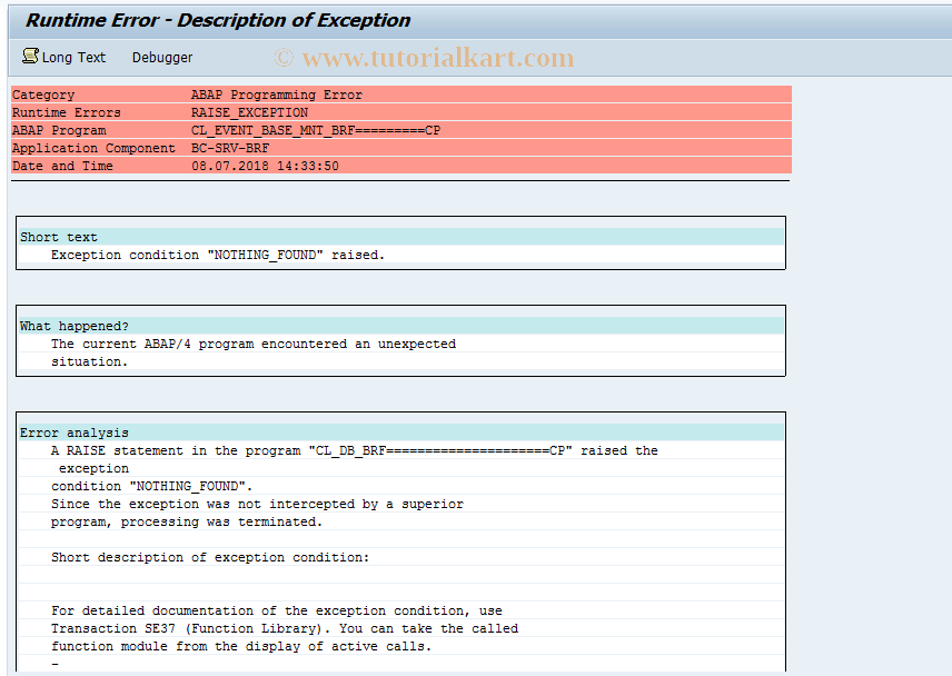 SAP TCode ICL_BRF_EV - Definition of BRF Events