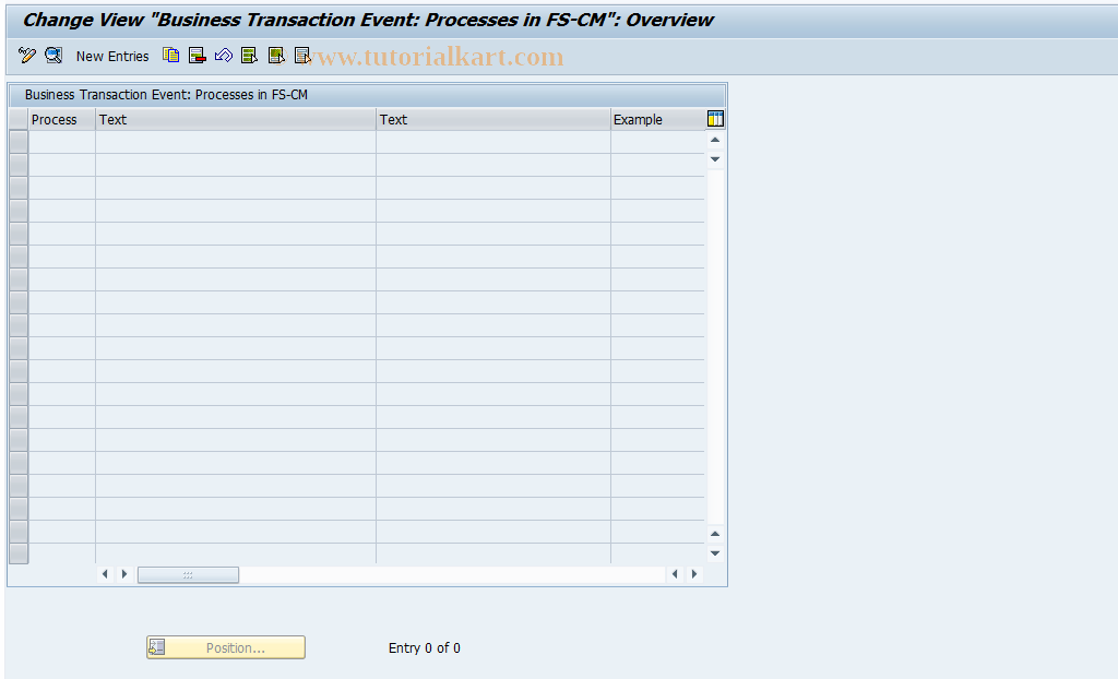 SAP TCode ICL_CMC_PR_CR - FS-CM: BTE (Process Interfaces)