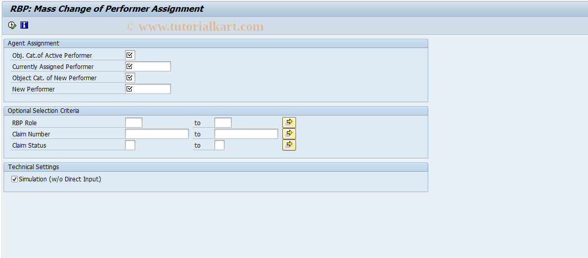 SAP TCode ICL_RBP_MASS_CHANGE - Mass Change Performer Assignment