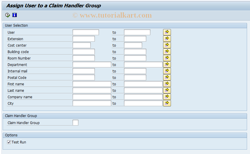 SAP TCode ICL_SET_USER_GROUP - Assign Claim Handler Group