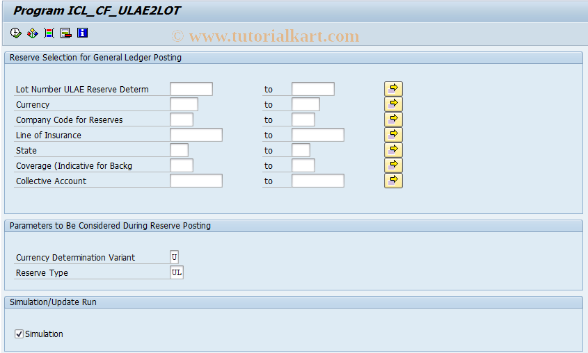 SAP TCode ICL_ULAE2LOT - Call ICL_CF_ULAE2LOT