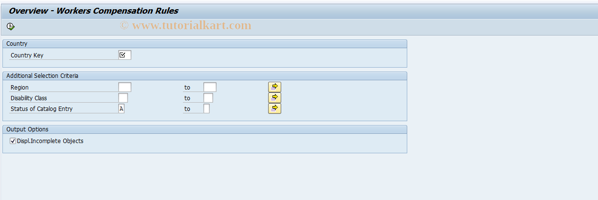 SAP TCode ICL_WCOMP_RULES - Overview - Workers Comp Rules