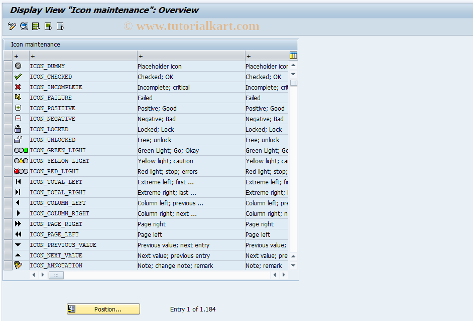 SAP TCode ICON - Display Icons