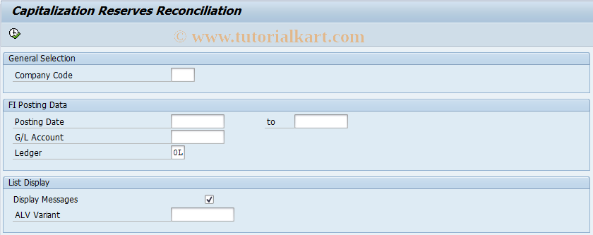 SAP TCode IDCFM_FRCR_1 - Capit. Reserve Reconciliation