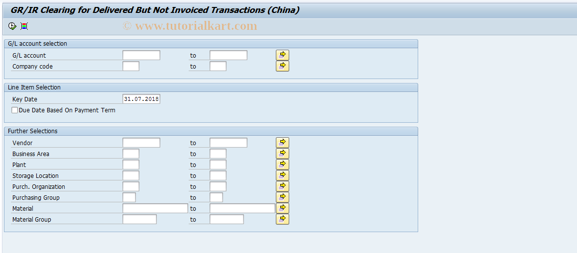 SAP TCode IDCNGRIR_GNB - GR/IR Clearing for GNB (China)
