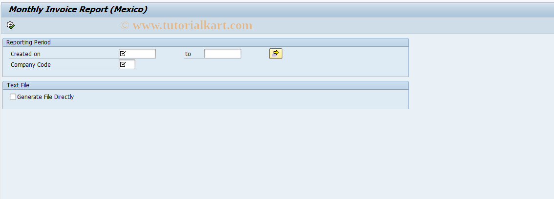 SAP TCode IDMX_MONTHREPORT - Monthly Invoice Report (Mexico)