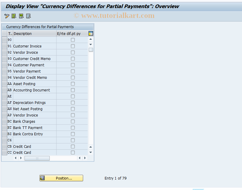 SAP TCode IDPH1 - Currency Diffs for Partial Payments