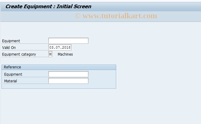 SAP TCode IE01 - Create Equipment