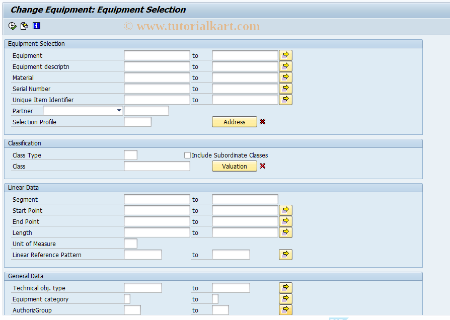 SAP TCode IE05 - Change Equipment