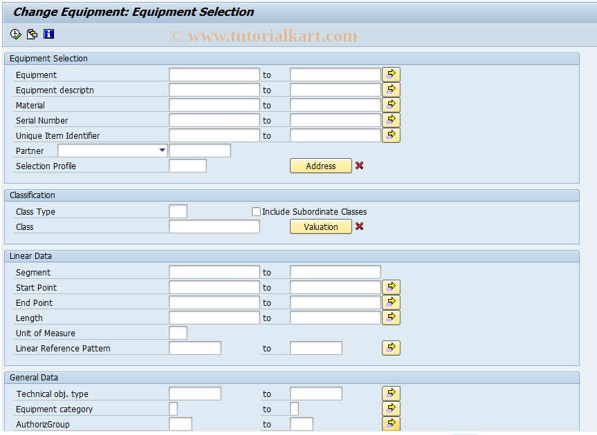 SAP TCode IE06 - Change Equipment