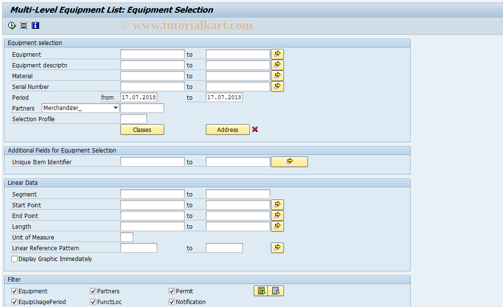 SAP TCode IE07 - Equipment List (Multi-level)