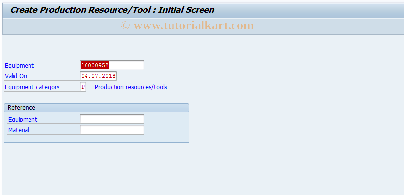 SAP TCode IE25 - Create Production Resource/Tool