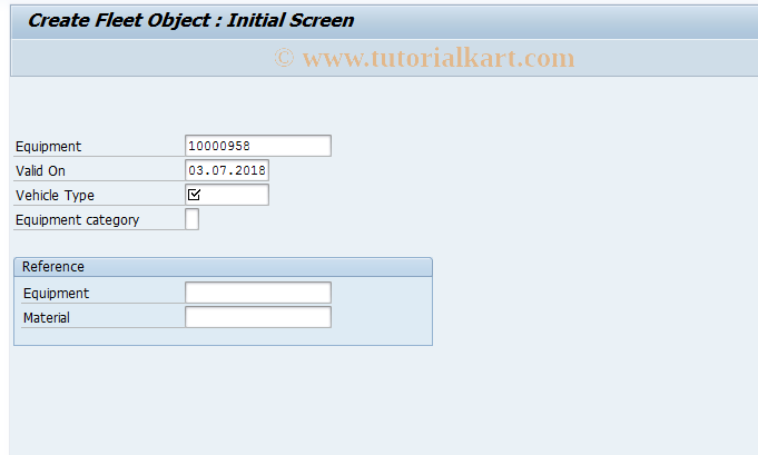 SAP TCode IE31 - Create Fleet Object