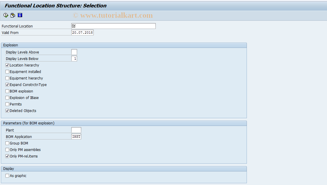 SAP TCode IH01 - Functional Location Structure