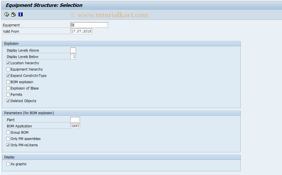 SAP TCode IH03 - Equipment Structure