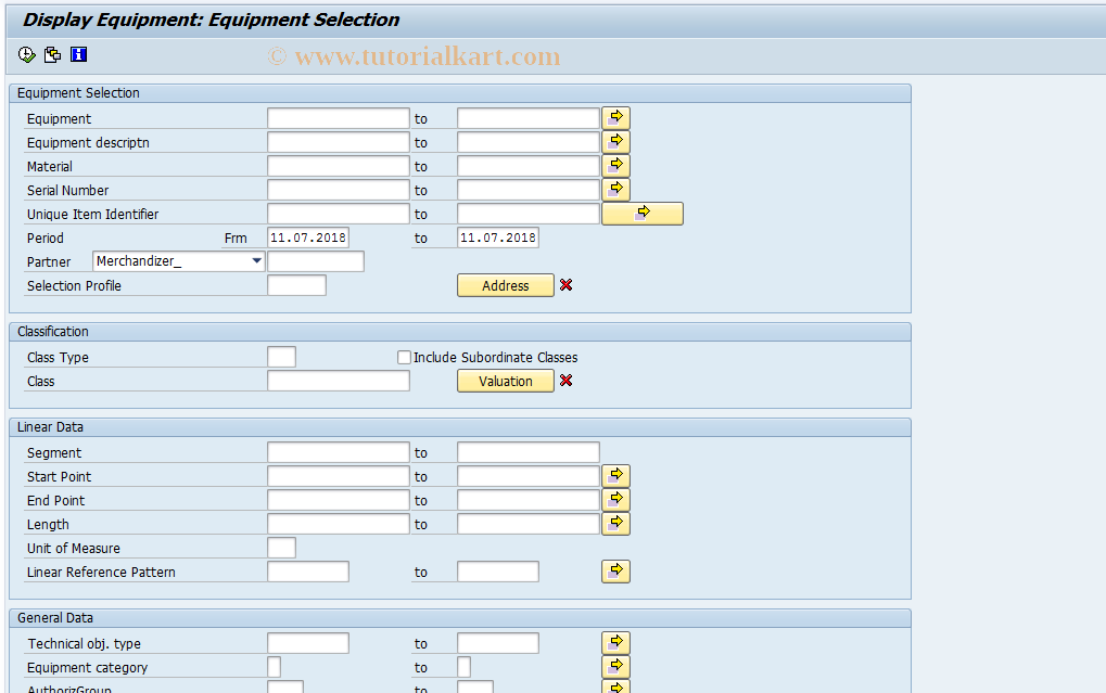 SAP TCode IH10 - Display Equipment