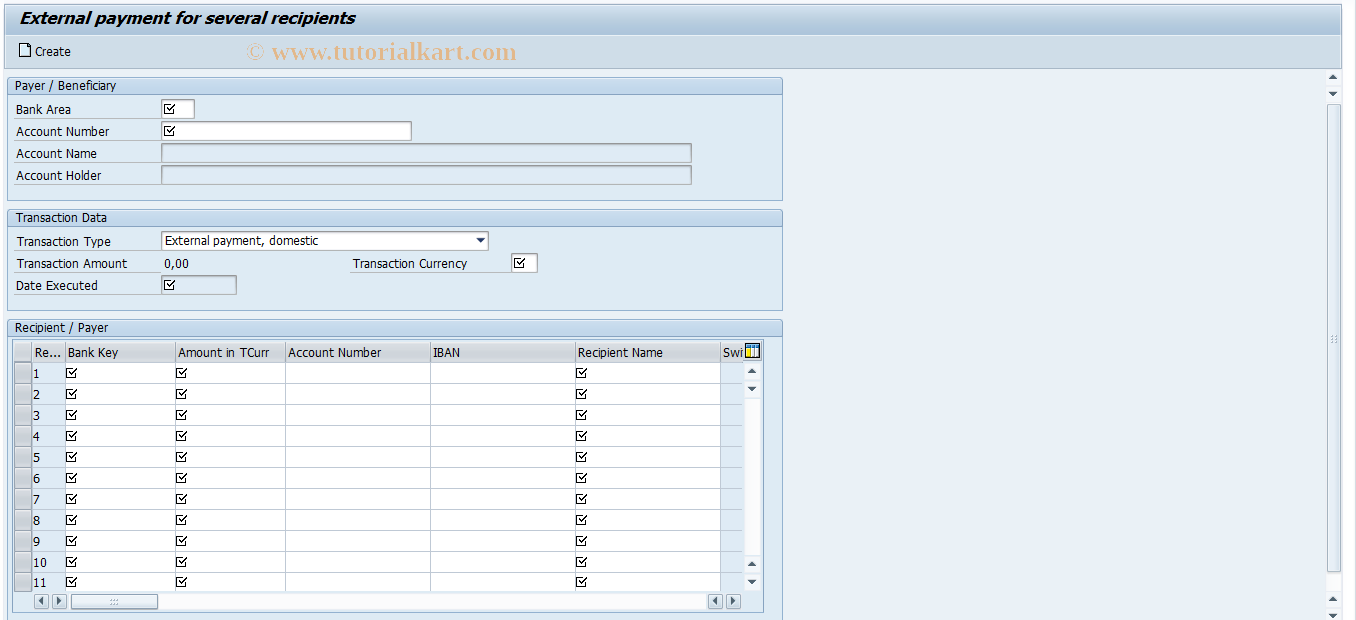 SAP TCode IHC1EP_MUL - Manual External PO for several recipient
