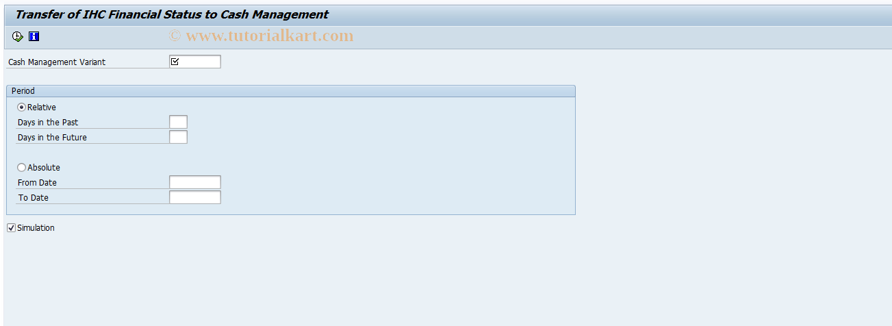 SAP TCode IHCCM1 - Transfer IHC Financial Status to CM