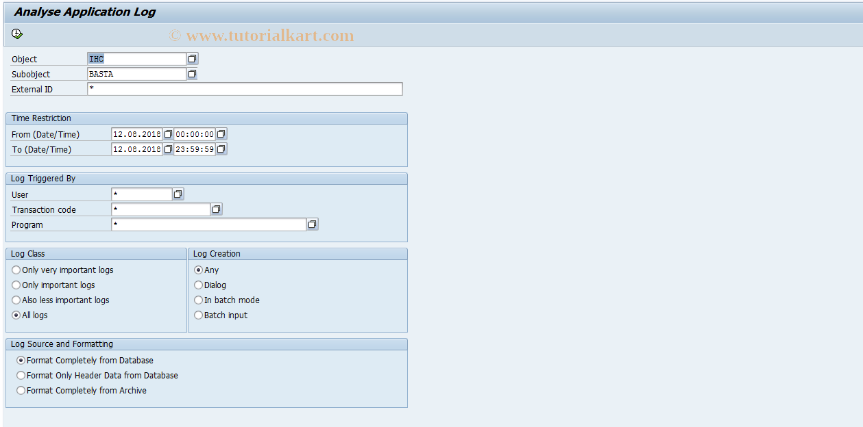 SAP TCode IHCLOGBASTA - Logs for Account Statement Postings