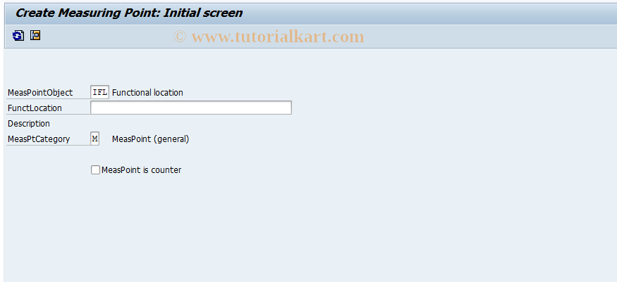 SAP TCode IK01 - Create Measuring Point