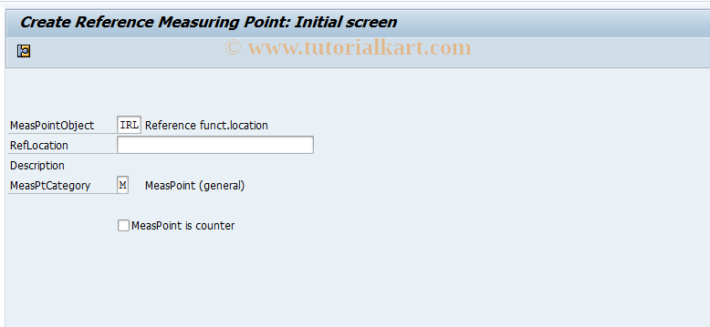 SAP TCode IK01R - Create Reference Measuring Point