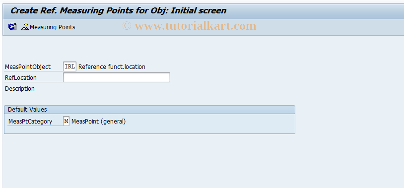 SAP TCode IK04R - Create Reference Measuring Points for Obj