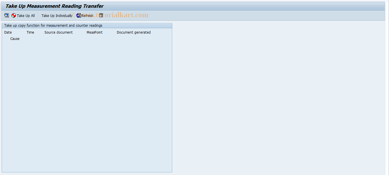 SAP TCode IK15 - Take Up Measurement Reading Transfer