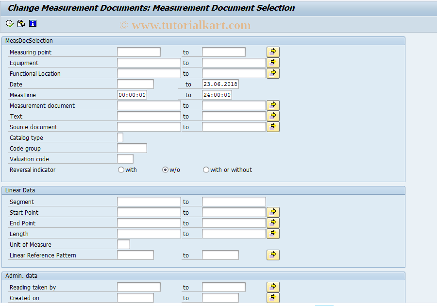 SAP TCode IK18 - Change Measurement Documents