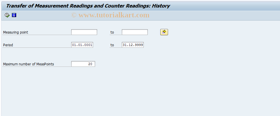 SAP TCode IK52 - MeasReading Transfer History