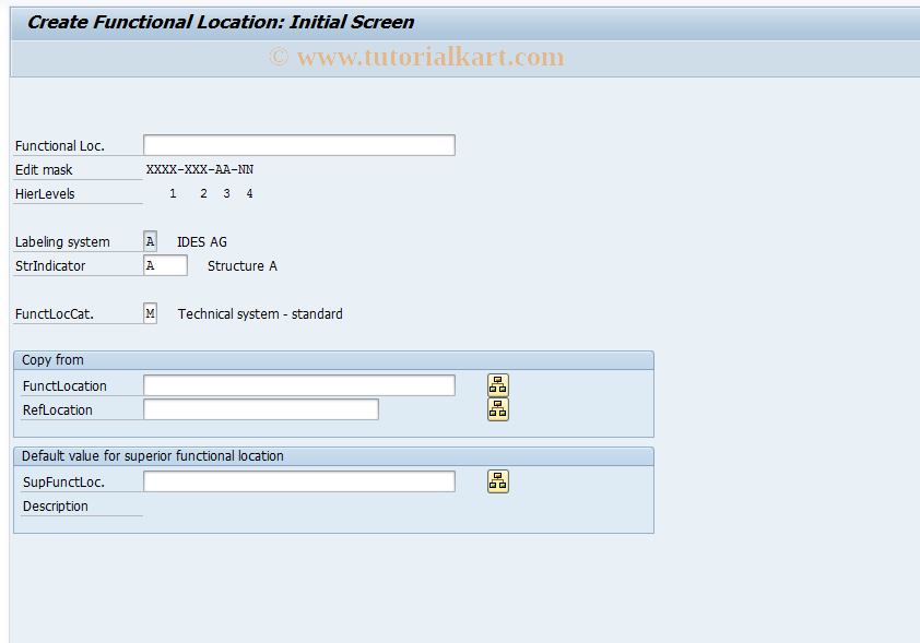 SAP TCode IL01 - Create Functional Location