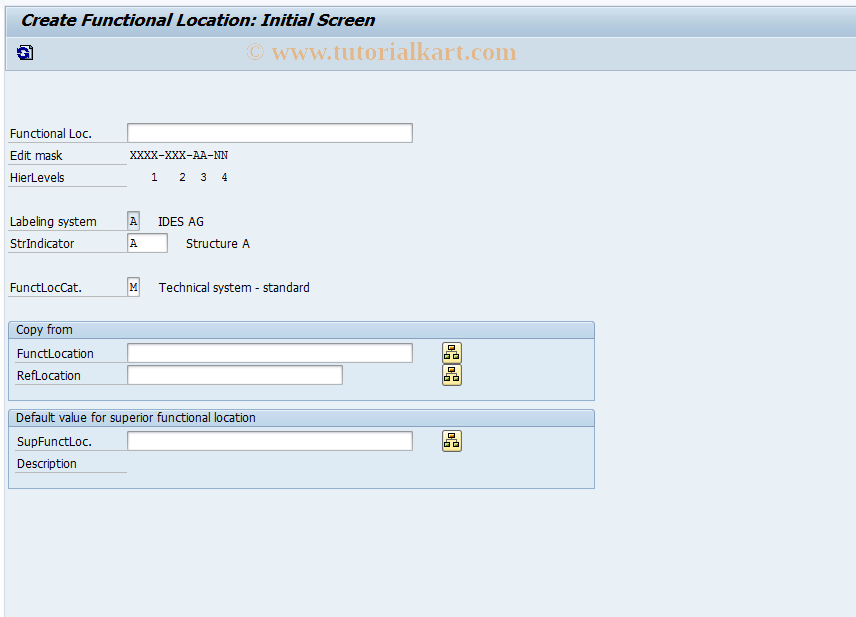 SAP TCode IL08 - Create Functional Location
